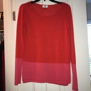 Old navy sweater- orange and pink colorblock